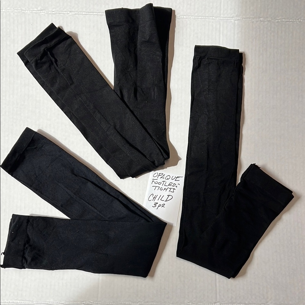 Ankle-Cropped Opaque Black Dance Tights (3-pack)